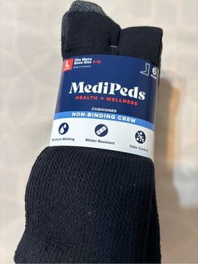 Men’s Cushioned Non-Binding Crew Socks - Black (6 Pair)